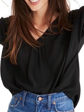 Madewell Black V-Neck Blouse